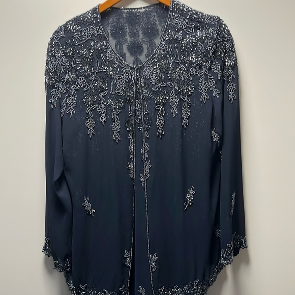 Beaded 2 piece mother of the bride/groom gown navy by Chadwicks navy - Picture 1 of 12